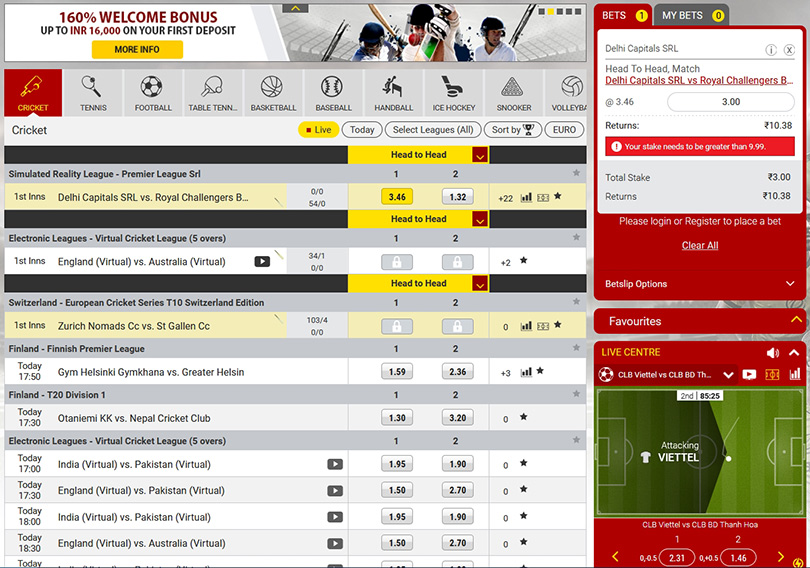 Dafabet cricket betting odds.